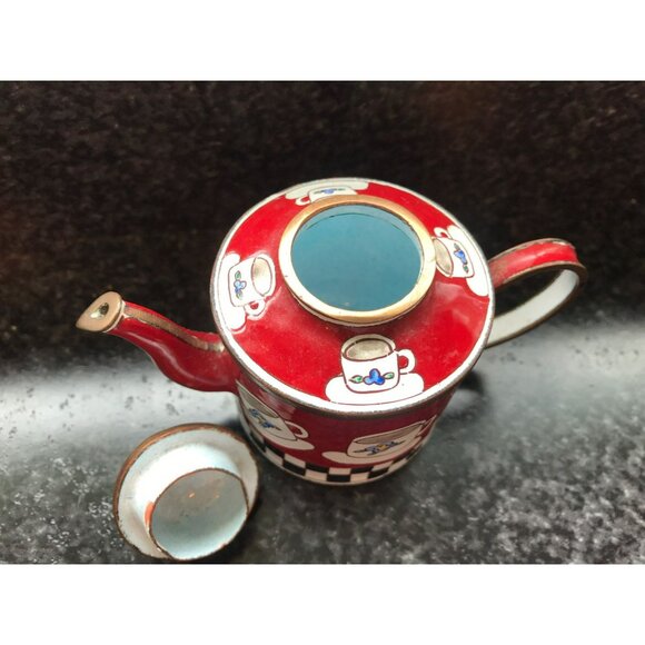 Vtg Pottery Hand Painted Teapot Empress Arts 1999 Decorative Miniature Tea Cups - Picture 7 of 9